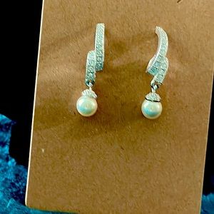 Imitation Pearl and Crystal Earrings